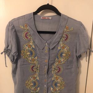 Johnny Was Embroidered top, Size Medium